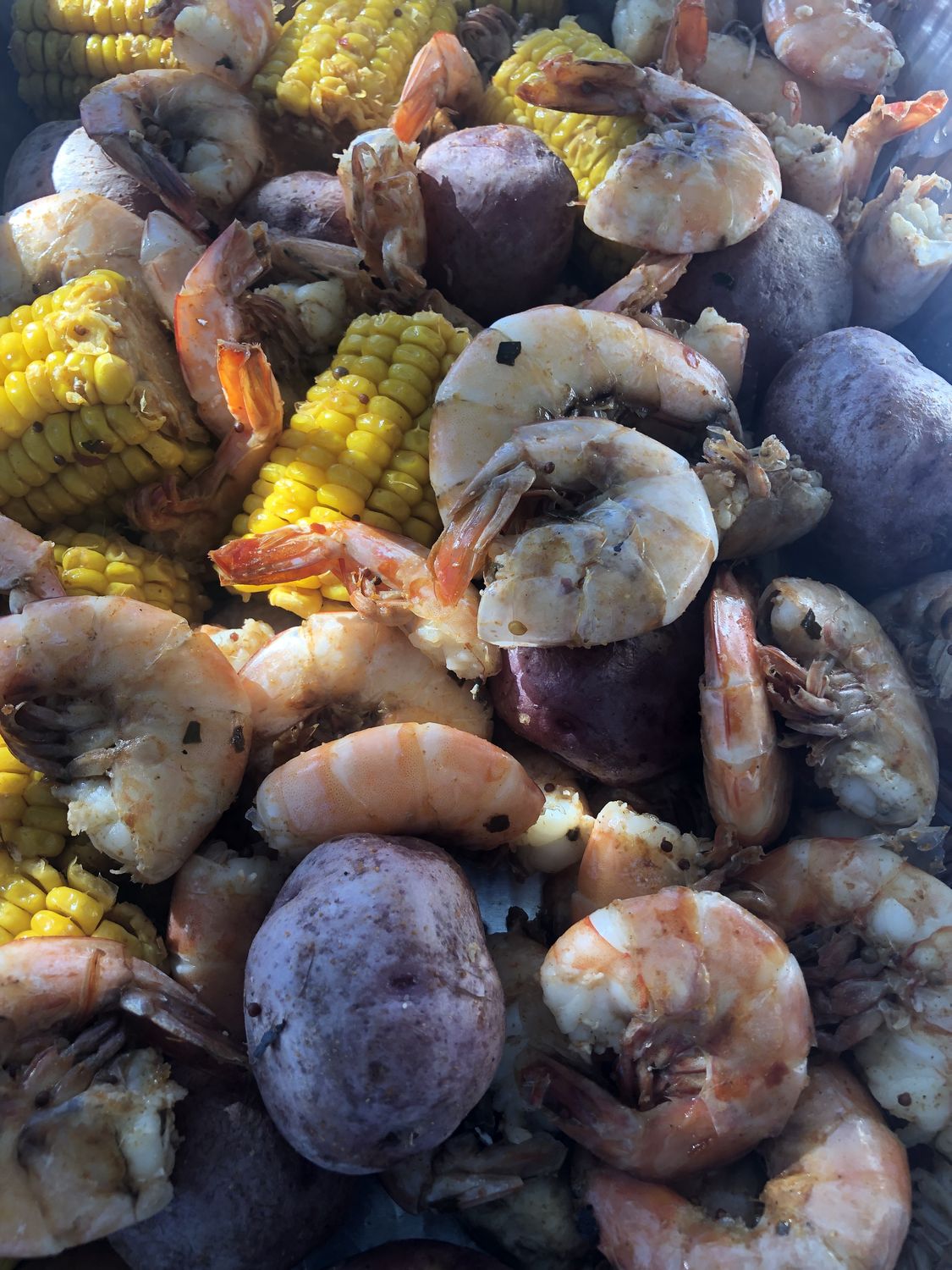 A Texas shrimp boil at camp