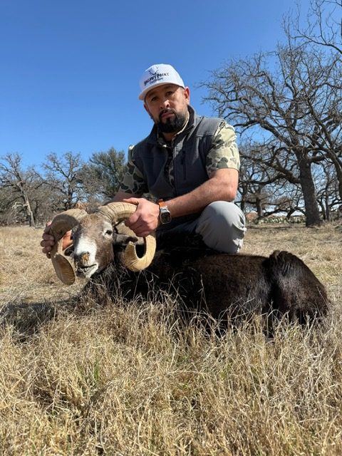 Hunter with a black hawaiian ram